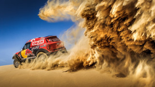 Red truck desert dust fire - chris spollen free wallpaper