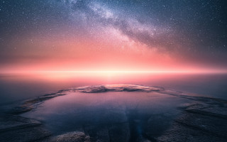 Night sky stars island mystical - a small island in the middle free wallpaper