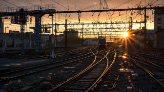 Train sunset cityscape fence lens - track free wallpaper