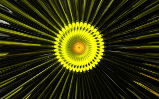 Yellow circular abstract fireworks flower - caustic free wallpaper