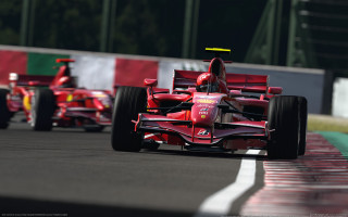 Red race car bernd fasching - dynamic camera angle free wallpaper