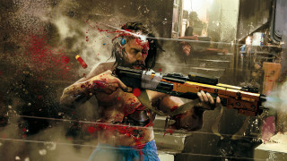 Man blood splatter cyberpunk helmet - dirty free wallpaper