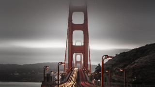 Bridge light trail mountain fog - dave melvin free wallpaper