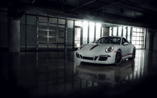 White sports car garage light - a garage free wallpaper