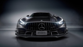 Black mercedes sports car spotlight - a spotlight free wallpaper