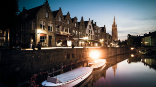 Night boat bridge cityscape architecture - free architecture wallpaper