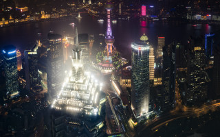 City lights night architecture aurora - deconstructivism free wallpaper