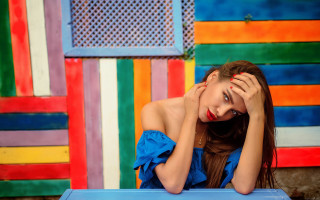 Woman fauvism popart colorful nails - elsa bleda free wallpaper