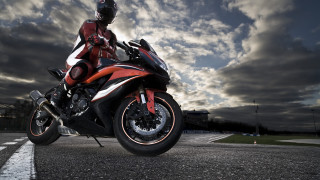 Man helmet motorcycle road clouds - dark cloud free wallpaper