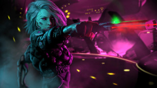 Futuristic woman neon pink cyberpunk - a futuristic setting free wallpaper