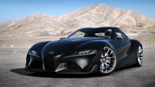 Black sports car mountains blue - cgstudio free wallpaper