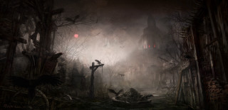 Creepy forest cross light bastien - bastien l. deharme free wallpaper