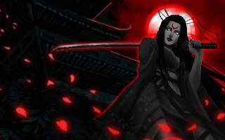 Woman sword red moon dark - a red moon free wallpaper