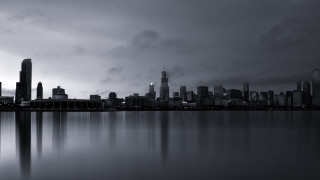 City skyline water matte long - long exposure free wallpaper