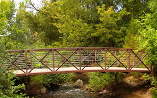 Bridge stream forest rocks autumn - underneath free wallpaper for desktop