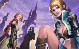 Fantasy women castle purple sky - final free wallpaper for desktop