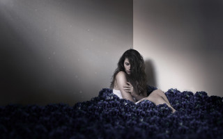 Purple flower sitting elfsa milky - elsa bleda free wallpaper