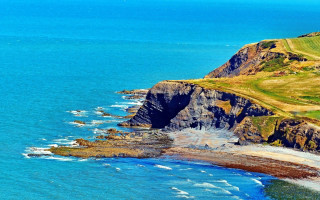 Golf course coast cliff panorama - the cliff free wallpaper