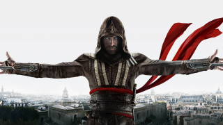 Hooded man cityscape ribbon ninja - a cityscape free wallpaper