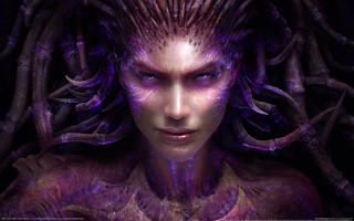 Purple hair woman weird look - weird free wallpaper