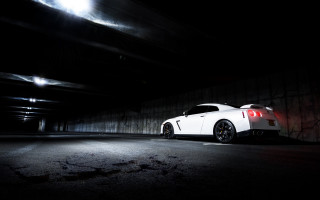 White sports car tunnel lit - its light free wallpaper