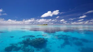 Blue ocean small island clouds 3 - blue free wallpaper for desktop