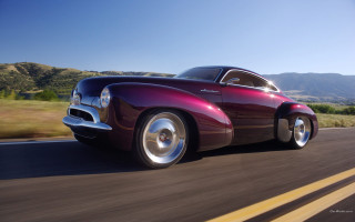 Purple car green hills mountains 2 - a purple car free wallpaper