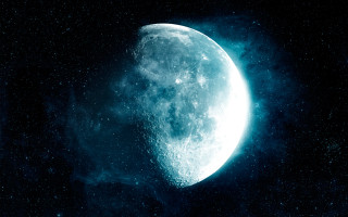 Large moon night sky blue - the moon free wallpaper