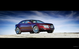 Red car beach blue sky - vray free wallpaper