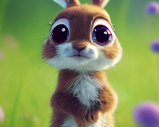 Cute rabbit big eyes purple - big eye free wallpaper