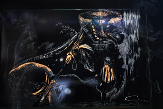 Man motorcycle dark smoke cigarette - rembrandt style free wallpaper