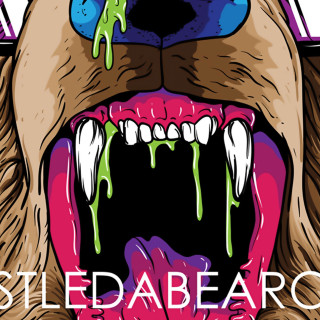 Dog mouth open green paint - free neon wallpaper for tablet