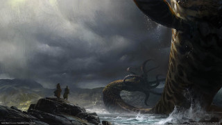 Octopus attack man boat ocean - a man in a boat free wallpaper