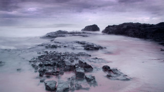Rocky beach water rocks cloudy 2 - free textures wallpaper