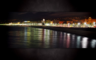 City night reflection clocktower skyline - widescreen free wallpaper for desktop
