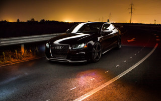 Black car highway night headlights - the headlight free wallpaper