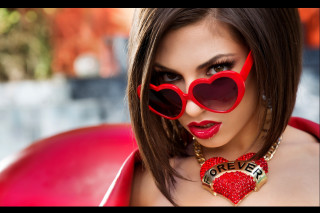 Beautiful heart sunglasses red jacket - a red jacket free wallpaper