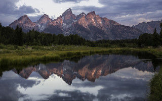 Mountain reflection lake sky clouds 5 - ansel adams free wallpaper