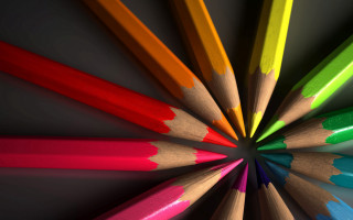 Colored pencils circle tabletop black - pastell free wallpaper