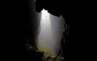 Cave walking light foggy sky - a cave free wallpaper
