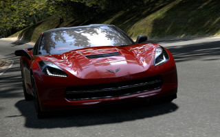 Red sports car forest bicycle - unreal engine free wallpaper for desktop