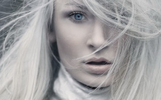 White hair blue eyes closeup - long white hair free wallpaper