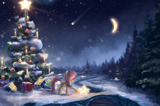 Christmas tree presents snow star - artist free wallpaper