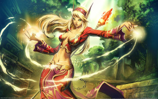 Woman red outfit sword forest - hearthstone free wallpaper for desktop