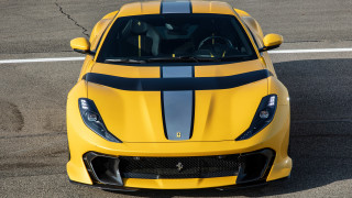 Yellow sports car black stripe 9 - hood free wallpaper