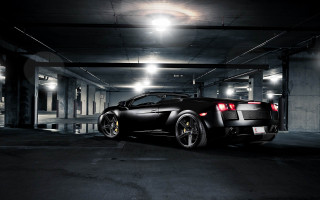 Black sports car parking garage 9 - black background free wallpaper for desktop