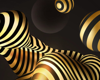 Shiny balls floating gold stripes - shiny free wallpaper