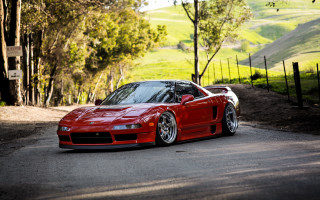 Red sports car forest road 6 - redshift free wallpaper for desktop