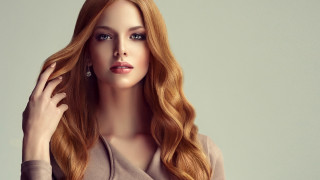 Red haired woman posing photorealistic - style free wallpaper