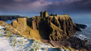 Castle cliff ocean rainbow clouds - the ocean under a cloudy sky free wallpaper